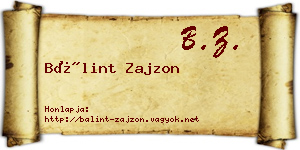 Bálint Zajzon névjegykártya